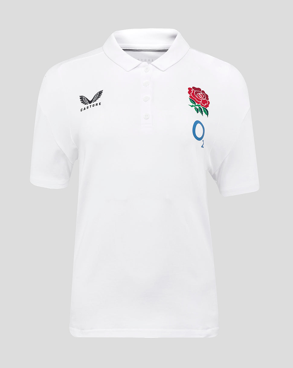 Women's England Rugby 25/26 Travel Short Sleeve Polo - Brilliant White