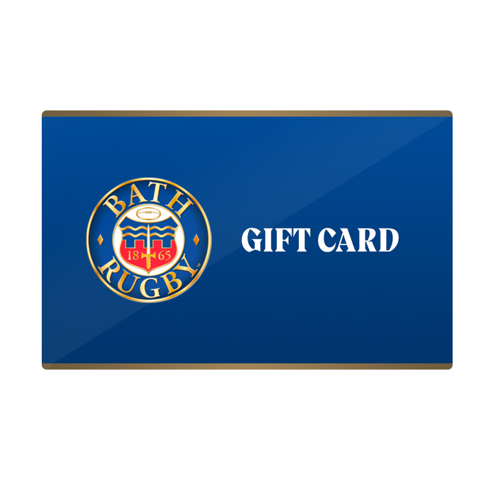 Electronic Bath Rugby gift card on blue background with club crest