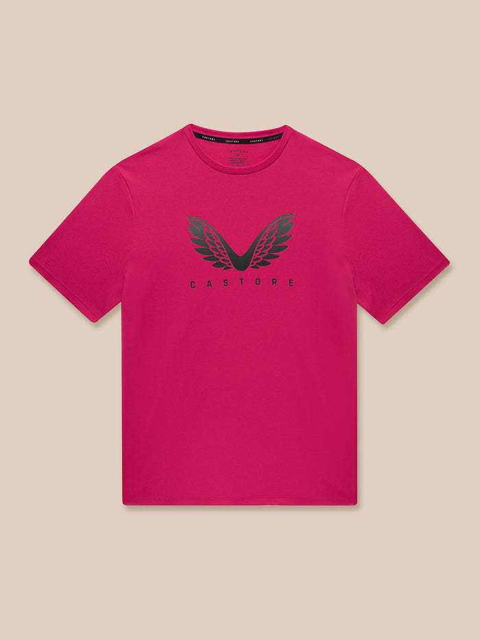 Pink Adapt Training T Shirt with black Castore wings logo on chest
