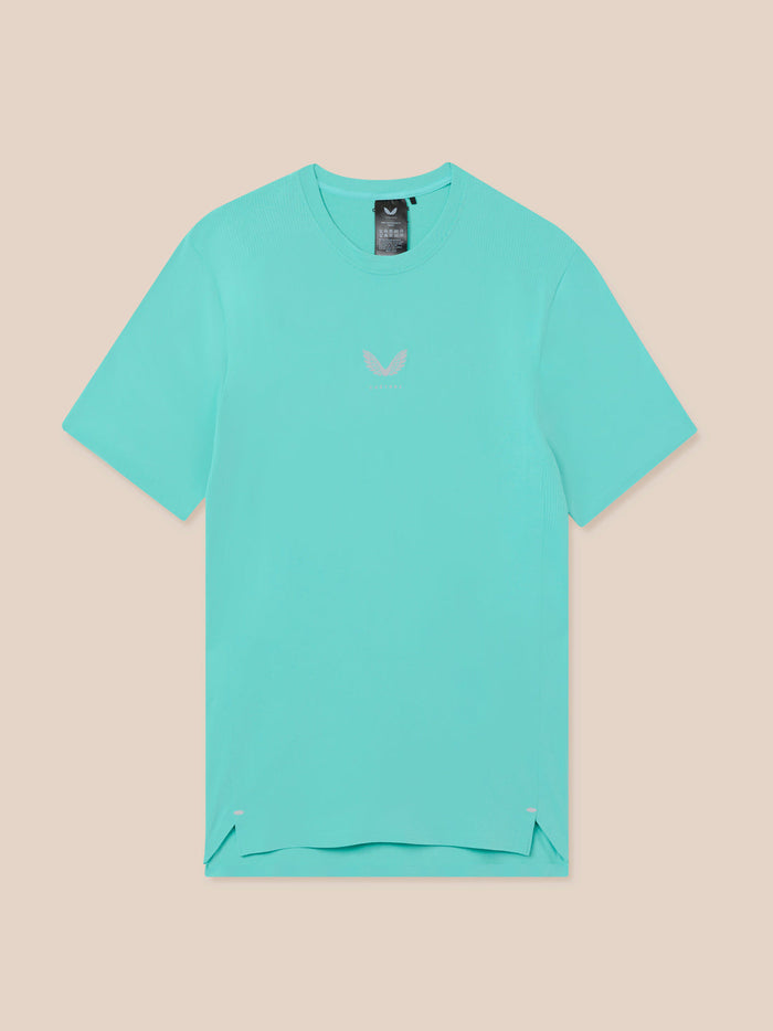 Zone Training T-Shirt in light aqua front view with a small white chest logo.