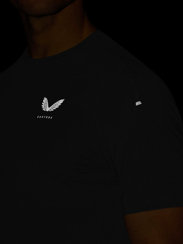 Male model wearing black Apex Training T-Shirt with Castore logo on chest.