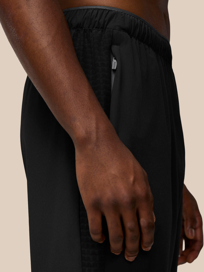Close-up of black Flex Winterised Joggers waist with a visible zip pocket detail