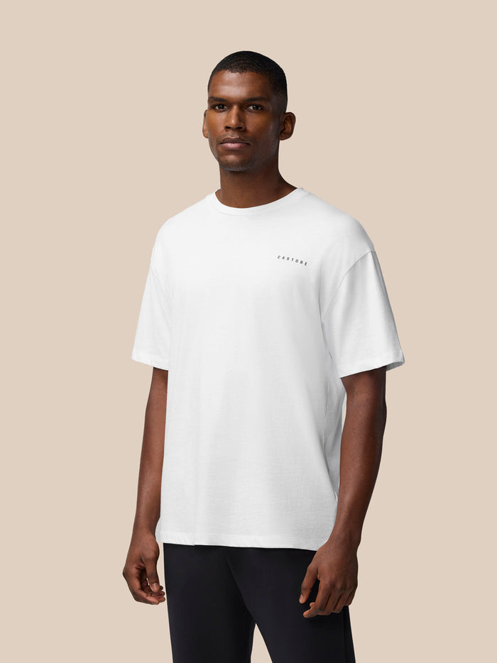 Casual white short-sleeve Castore T-shirt with small chest logo