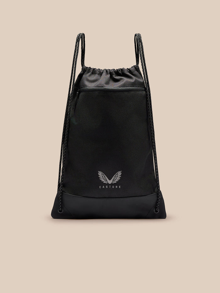 Black Active Training Gymsack by Castore with drawstring straps and front logo.