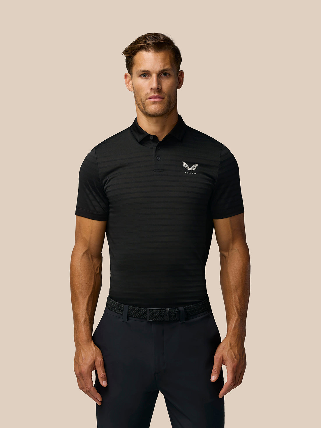 Golf Pinnacle Pique Stripe Polo - Black/Alloy