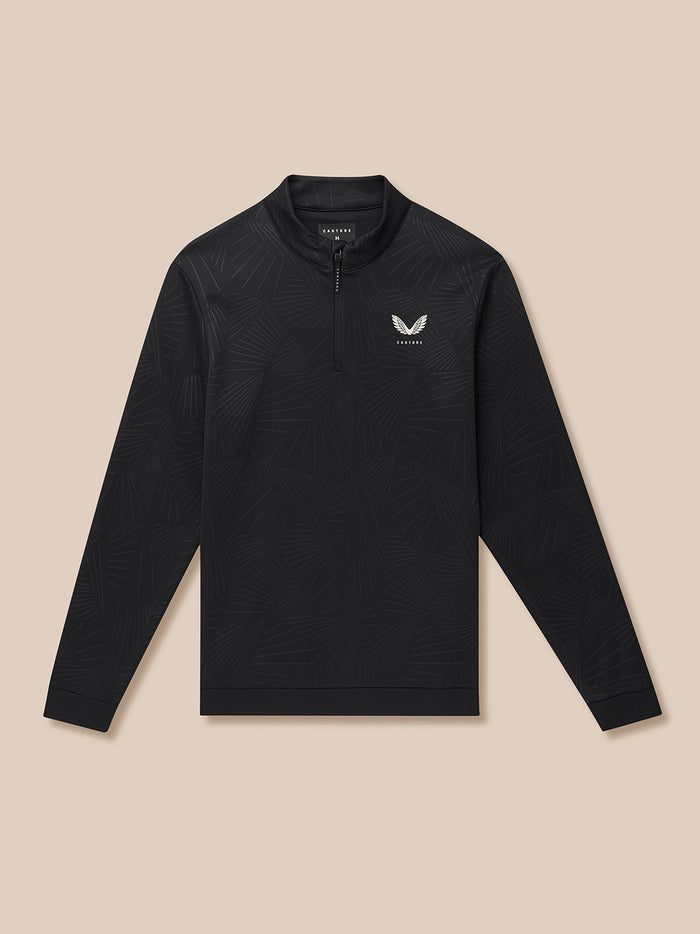 Black Golf Club Classic Quarter Zip top with all-over print and Castore logo on chest
