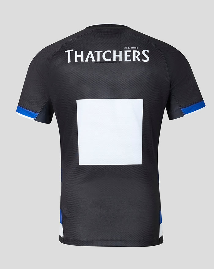Bath Rugby 2026/27 home pro shirt back view with Thatchers sponsor and large white back panel