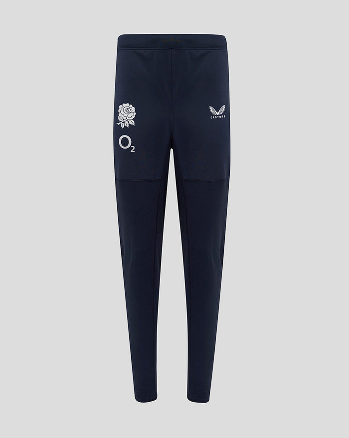 Navy Women's England Rugby contact drill pants with rose crest and sponsor logos on the thighs