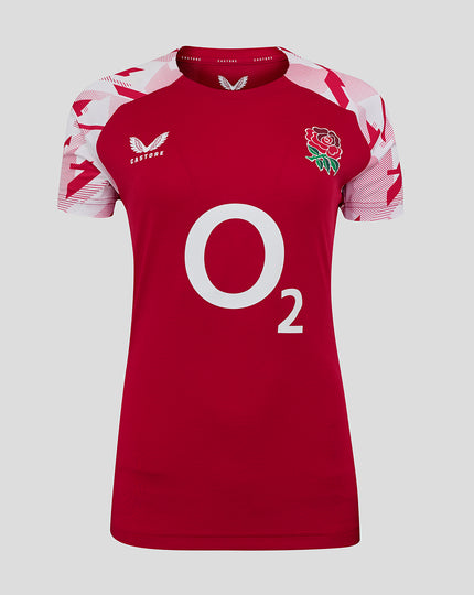 Women’s England Rugby 25/26 Pre Match Short Sleeve T-Shirt – Jester Red