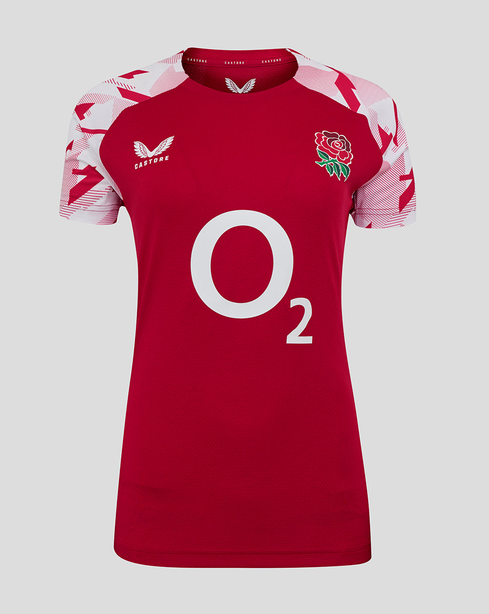 Women’s England Rugby 25/26 Pre Match Short Sleeve T-Shirt – Jester Red