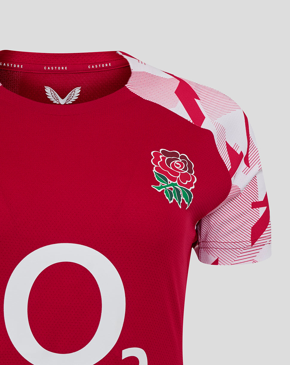 Women’s England Rugby 25/26 Pre Match Short Sleeve T-Shirt – Jester Red
