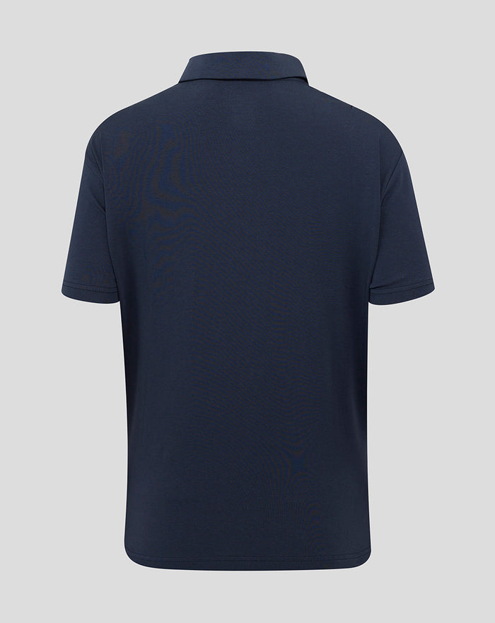 Back view of navy Inkwell England Rugby Travel Polo with short sleeves