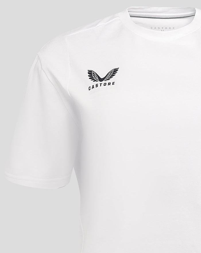 White England Rugby travel short sleeve tee with Castore logo on left chest and rose crest on right chest