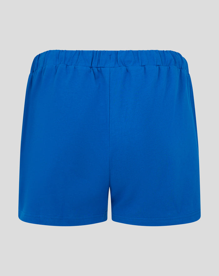 Blue women's short pajama shorts with elastic waistband