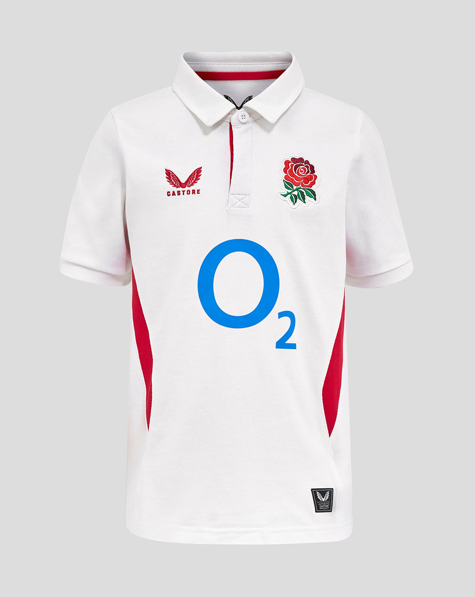 Junior England Rugby 25/26 Home Classic Short Sleeve Shirt - Brilliant White