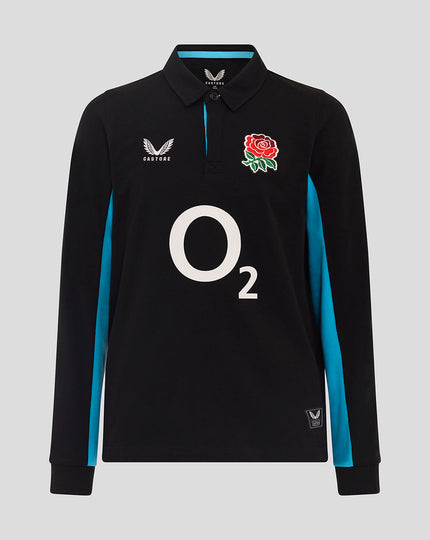 Junior England Rugby 25/26 Alternate Classic Long Sleeve Shirt - Caviar/Swim Cap