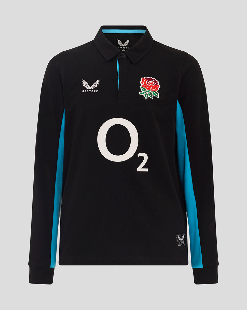 Junior England Rugby 25/26 Alternate Classic Long Sleeve Shirt - Caviar/Swim Cap