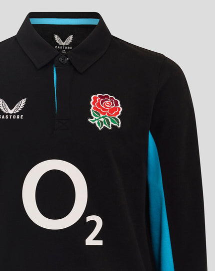 Junior England Rugby 25/26 Alternate Classic Long Sleeve Shirt - Caviar/Swim Cap