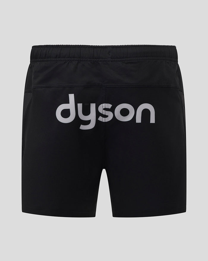 Back view of black men's 25/26 European Pro Shorts with a Dyson logo across the back.