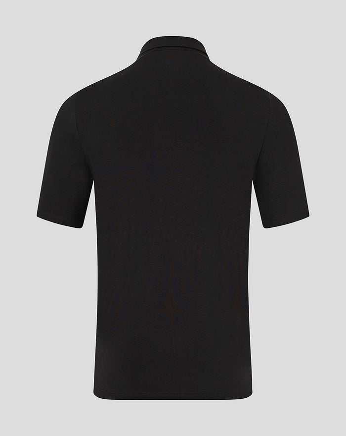 Back view of mens 25/26 Travel Short Sleeve Polo in black