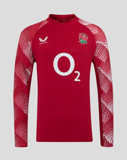 England Rugby Men's Pre Match Long Sleeve Drill Top O2 – Jester Red