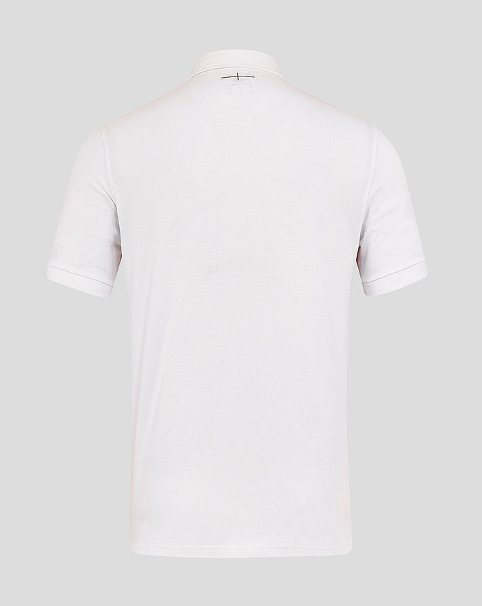 Back view of white England rugby home classic short sleeve shirt with collar and minimal detailing