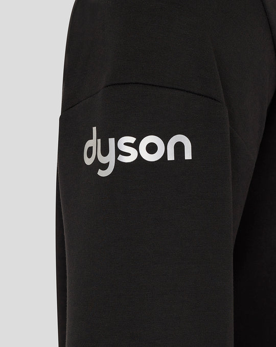 Sleeve close-up showing Dyson branding on a black Bath Rugby hoodie