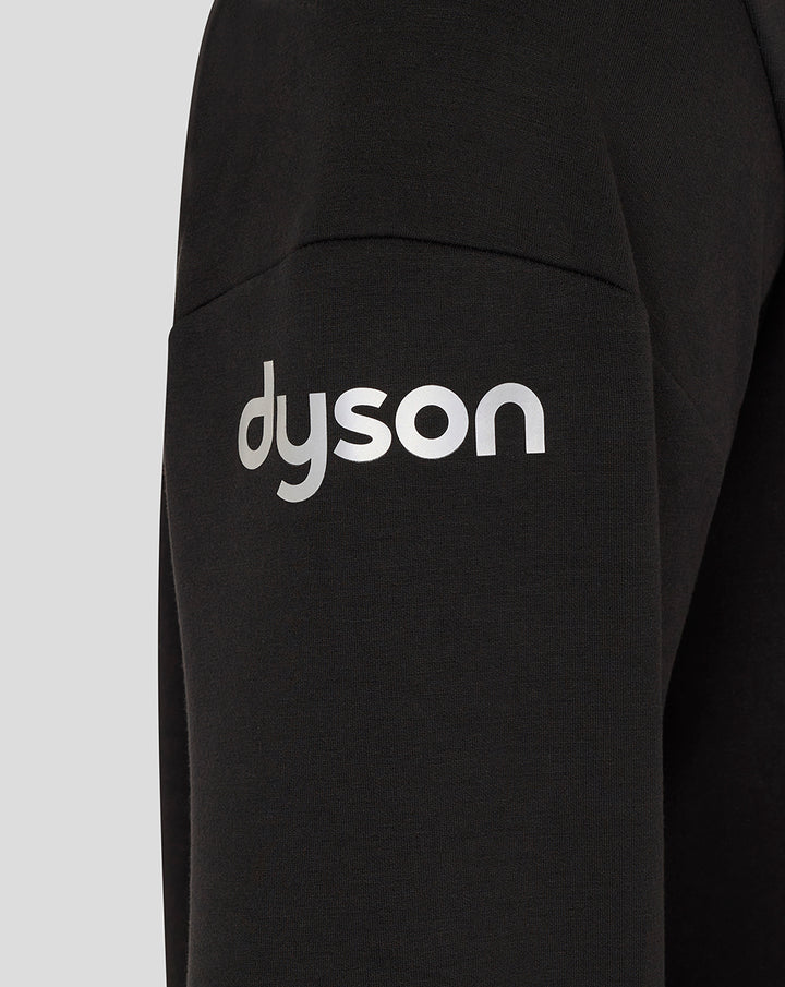 Sleeve close-up showing Dyson branding on a black Bath Rugby hoodie