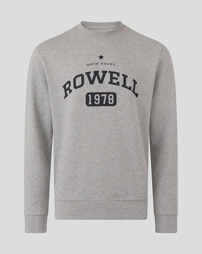 Bath Rugby Rowell Crew Sweatshirt in heather grey with large ROWELL 1978 graphic